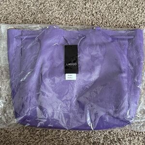 NEW LAGGO Genuine Leather Purple Miley Drawstring Handbag w/Dust Cover